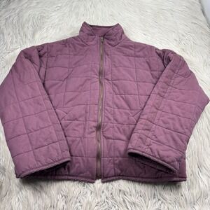 Coffee Shop Women's L Relaxed Purple Quilted Zip Front Jacket Boho Normcore